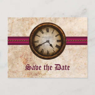 Fuchsia Antique-Uhr Save-the-Date-Postkarte Ankündigungspostkarte