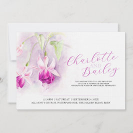 Fuchsia Aquarell Hochzeitslandschaft Einladung