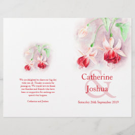 Fuchsia Aquarell Rosa Hochzeitsprogramm