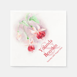 Fuchsia Aquarell Rot-grüne Hochzeitsnapkins Serviette