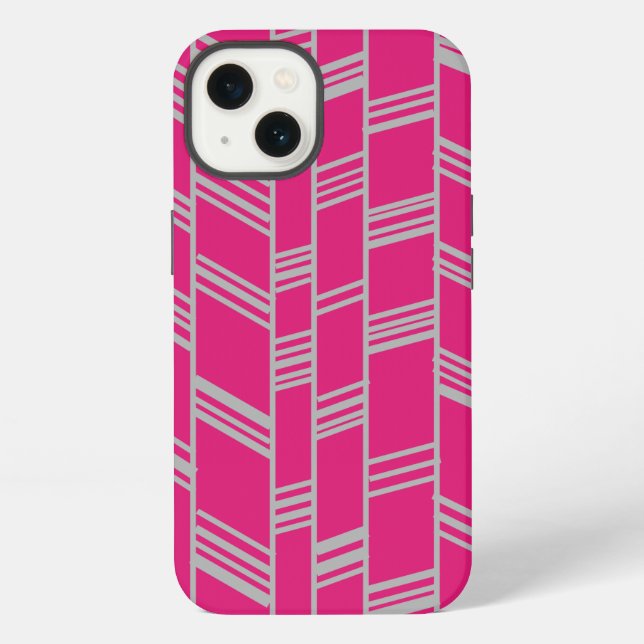 Fuchsia Art Deco Linien  iPhone Hülle (Rückseite)