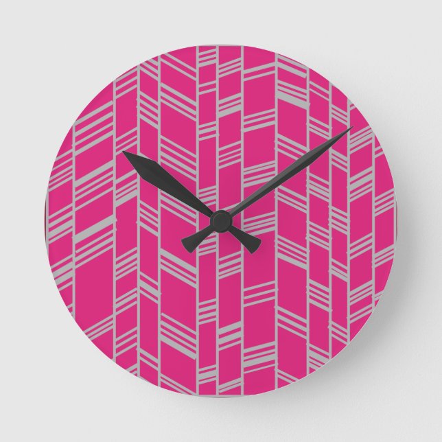 Fuchsia Art Deco Runde Wanduhr (Vorderseite)
