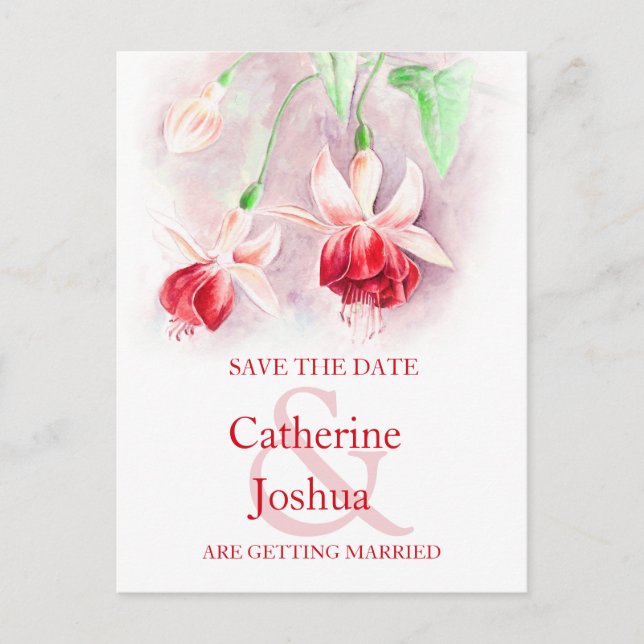 Fuchsia art floral rouge enregistrer la carte de d (Devant)