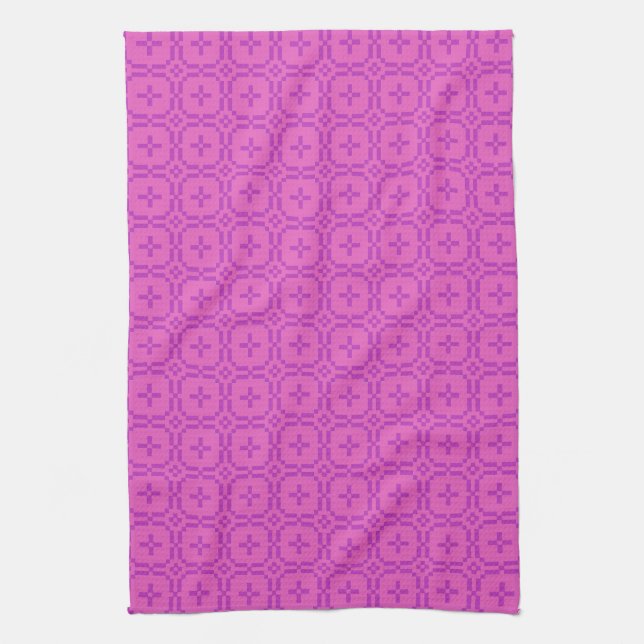 Fuchsia auf rosa Imitate Welsh TapestPattern Geschirrtuch (Vertikal)