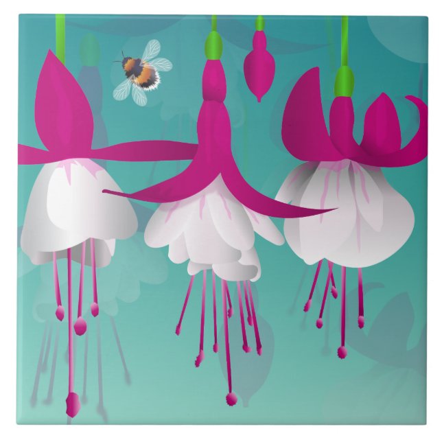 Fuchsia-Blume Fliese (Vorderseite)