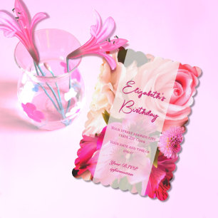 Fuchsia-Blumen Geburtstagseinladungskarte Dankeskarte