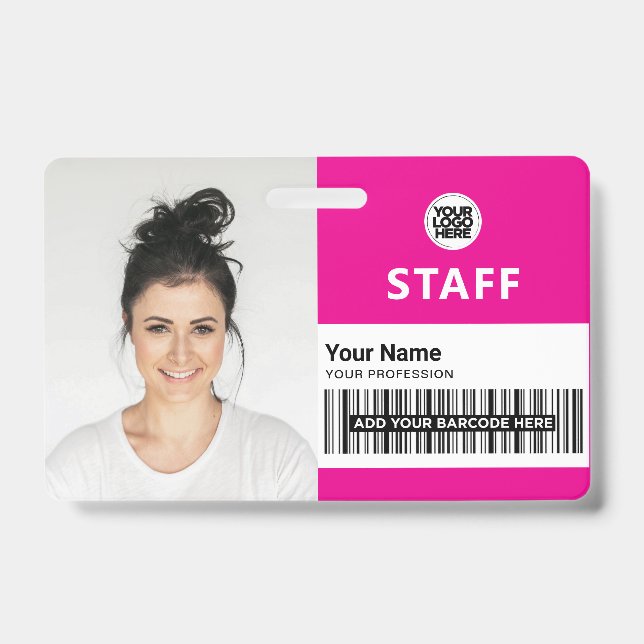 Fuchsia Business Foto ID Personalausweis Ausweis (Vorderseite)