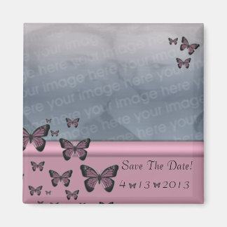 Fuchsia Butterflies Save the Date Magnet