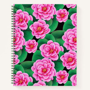 Fuchsia Camellias Rose et Green Journal Feuille