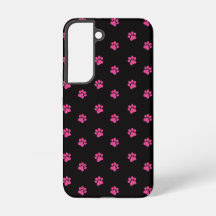 Fuchsia Cat Paw Muster auf schwarzem Hintergrund