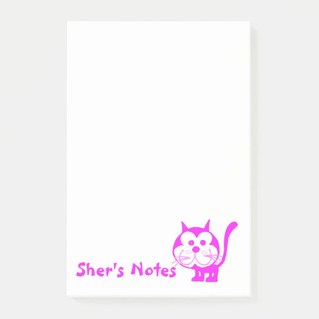 Fuchsia Cat Post-It Notes Post-it Klebezettel (Vorderseite)