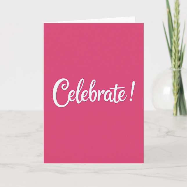 Fuchsia Celebrate Script Karte (Vorderseite)