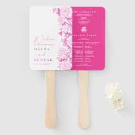 Fuchsia Chinoiserie Blumengarten Hochzeitsprogramm Fächer