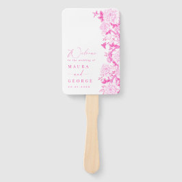 Fuchsia Chinoiserie Blumengarten Hochzeitsprogramm Fächer