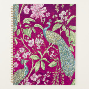Fuchsia Chinoiserie paon floral