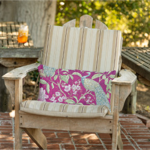 Fuchsia Chinoiserie Peacock Blumengarten Außenbere Kissen Für Draußen