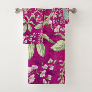 Fuchsia Chinoiserie Rodelbahn Badhandtuch Set
