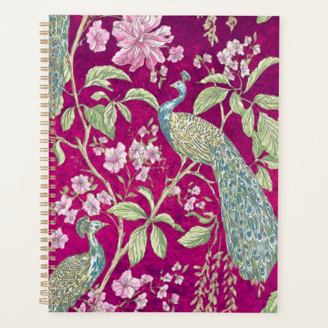 Fuchsia Chinoiserie Rodelbahn Planer (Vorderseite)