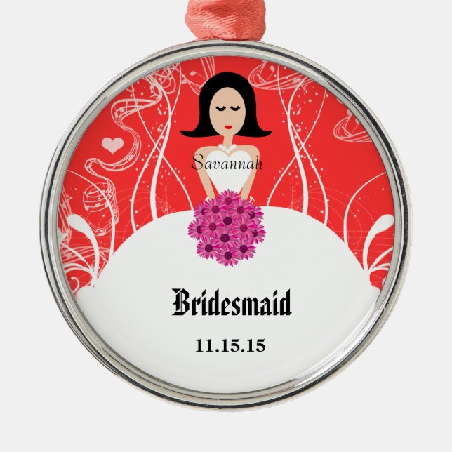 Fuchsia & Coral Wedding Gown Bridesmaid Ornament (Vorne)
