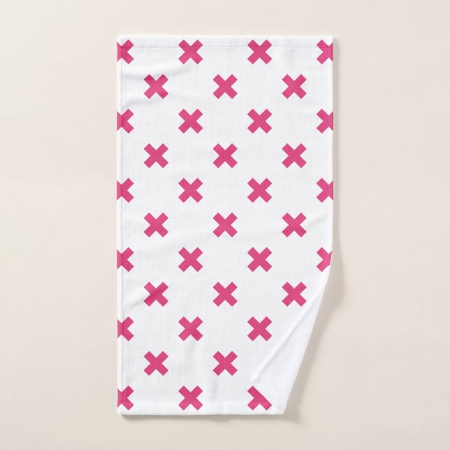 Fuchsia croix sur le blanc (Serviette à main)