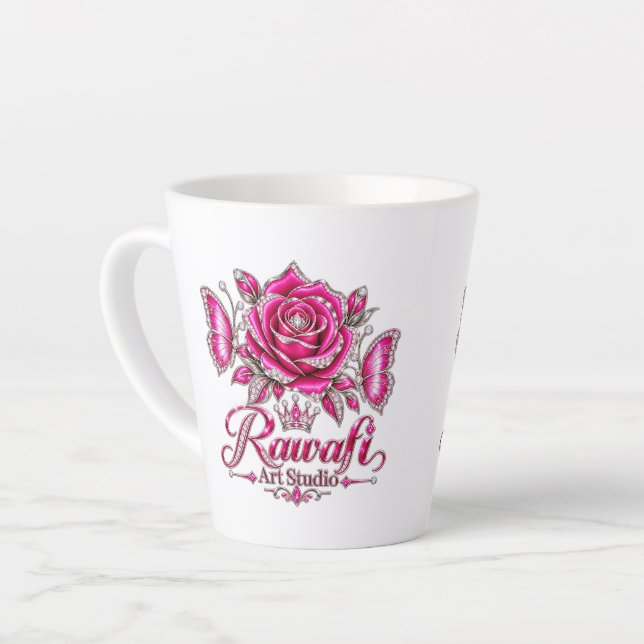 Fuchsia Crystal Rose Luxusdesign Milchtasse (Linke Ecke)