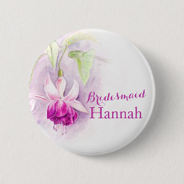 Fuchsia custom bridesmaid round badge button