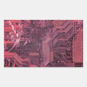 Fuchsia Cyber Circuit Board Tech Art Electronics Rechteckiger Aufkleber
