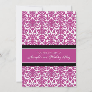 Fuchsia Damask 21. Geburtstag Party Einladung