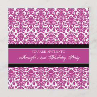 Fuchsia Damask 21. Geburtstag Party Einladung