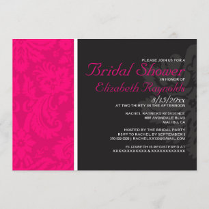 Fuchsia Damask Bridal Dusche Einladungen