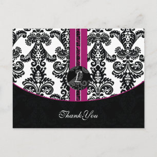 Fuchsia Damask DankeYouCards Postkarte