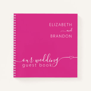 Fuchsia, das moderne Minimal Wedding Gästebuch Notizbuch