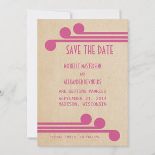 Fuchsia Deco Chic Invitation de sauvegarde de date