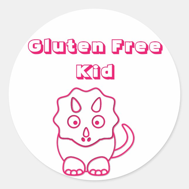 Fuchsia Dino Glutenfreie Kid-Aufkleber Runder Aufkleber (Vorderseite)