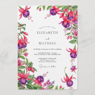 Fuchsia Drapierung Florale Hochzeit Einladung