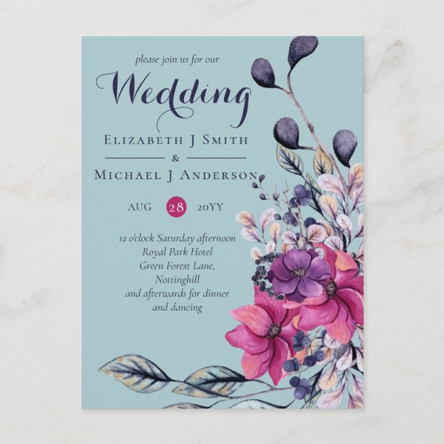 Fuchsia Dreams koordiniert das Spiel und das tiefe Postkarte (Vorderseite)