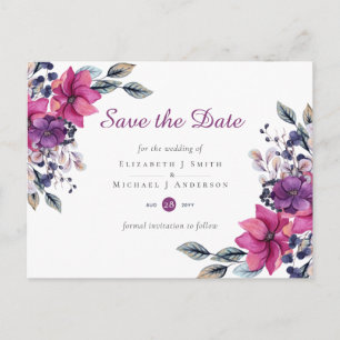 Fuchsia Dreams SAVE THE DATE POSTCARD Postkarte