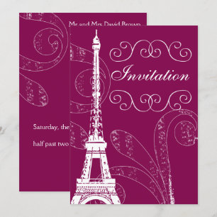 Fuchsia Eiffel Tower Einladung zur Hochzeit