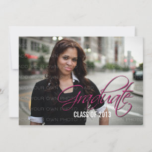 Fuchsia Elegant Script Photo Invitation