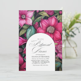 Fuchsia, Emerald Green und Black Probe Dinner Einladung