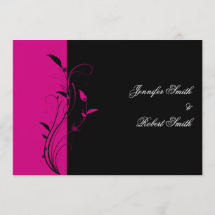 Fuchsia et Black Floral Faire-part de mariage