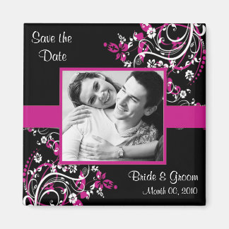 Fuchsia et Black Save the Date photo magnets