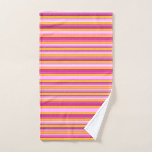 Fuchsia et jaune cinq bandes motif (Serviette à main)
