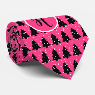 Fuchsia Et Noir Monogramme Cravate Arbre De Noël