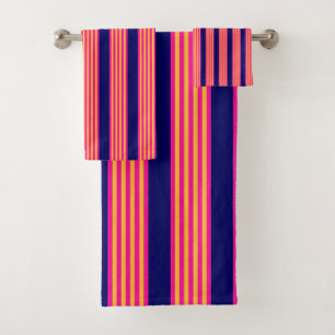 Fuchsia et rayures jaunes avec bleu marine
