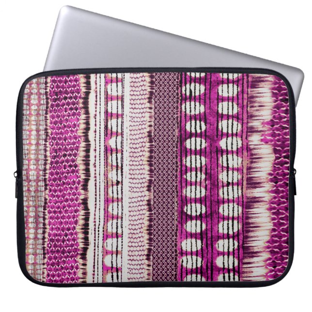 Fuchsia Ethnic Border Abstrakt Laptopschutzhülle (Vorderseite)