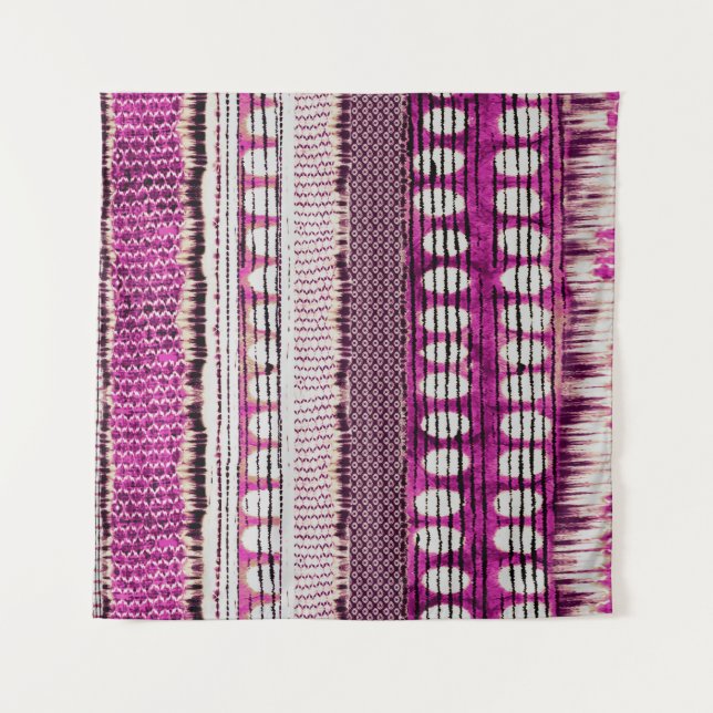 Fuchsia Ethnic Border Abstrakt Wandteppich (Vorderseite)