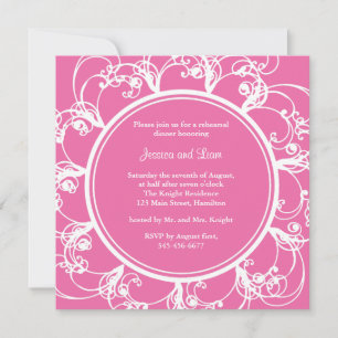 Fuchsia Fancy Floral Rehearsal Dîner Invitation