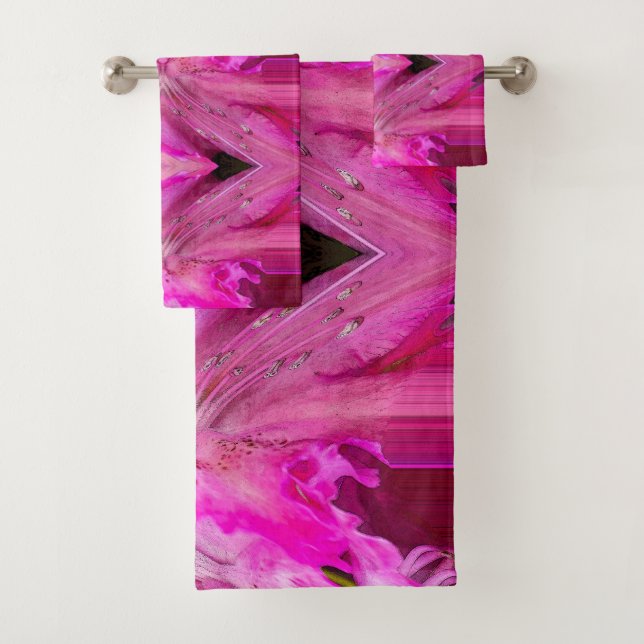 Fuchsia-Fantasie - abstrakt Badhandtuch Set (Insitu)
