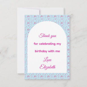 Fuchsia Fliederknospen-Muster Happy Birthday-Party Dankeskarte
